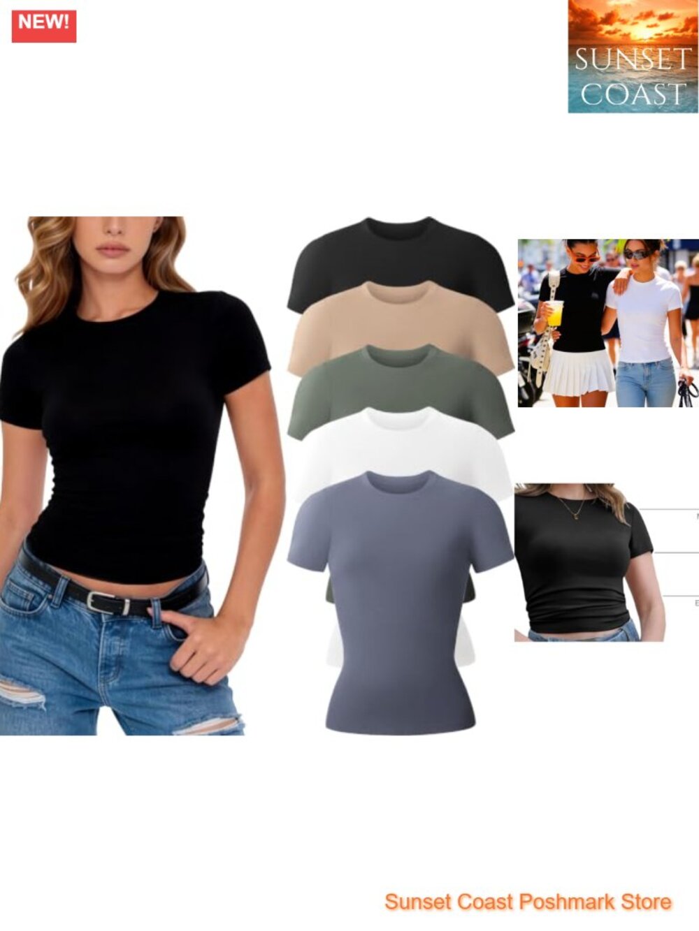 Womens Short Sleeve Crew Neck Fitted Tee Stretch Rayon Spandex Workout Top